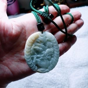 Jadeite jade dragon necklace